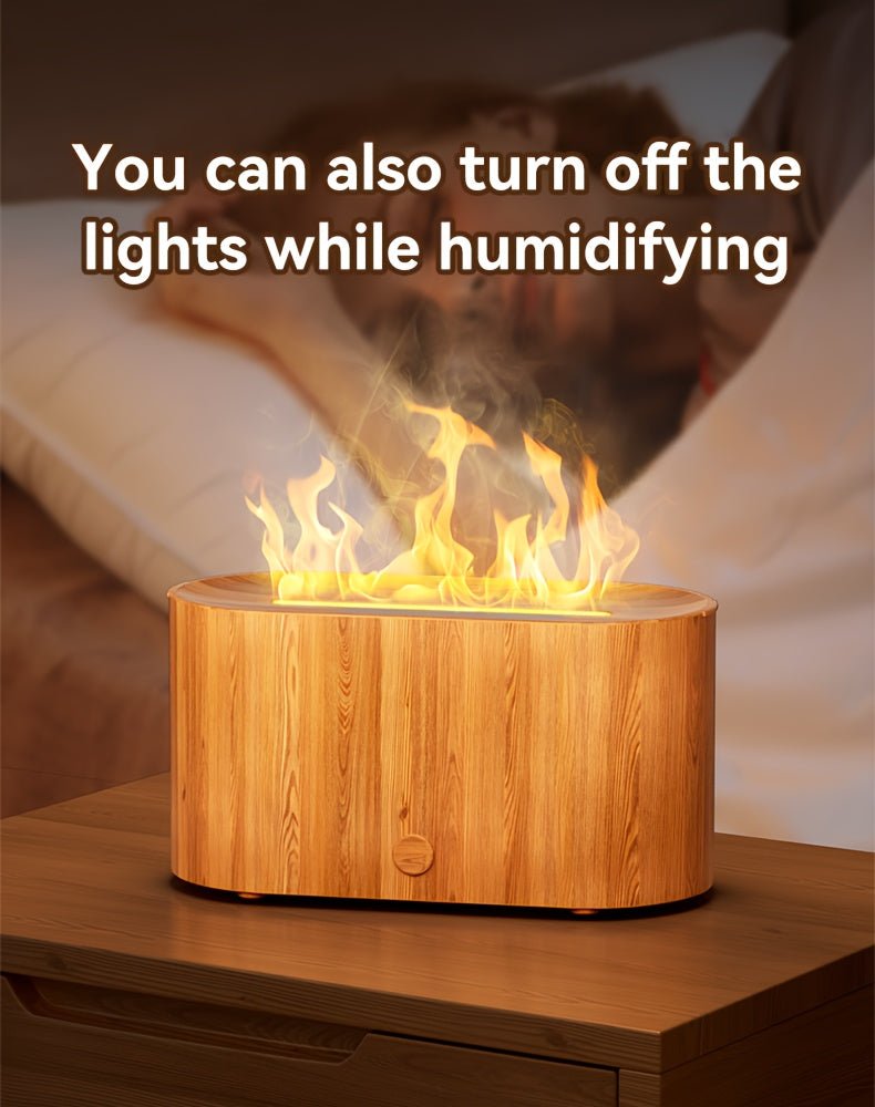 [Aroma Diffuser | Humidifier] 7-color Simulated Flame LED Night Light Humidifier And Aroma Diffuser | Can Add Essential Oils As Air Aroma Diffuser, Suitable For Home, Office, Gift And Environmental Lighting, Bedroom Room Deco