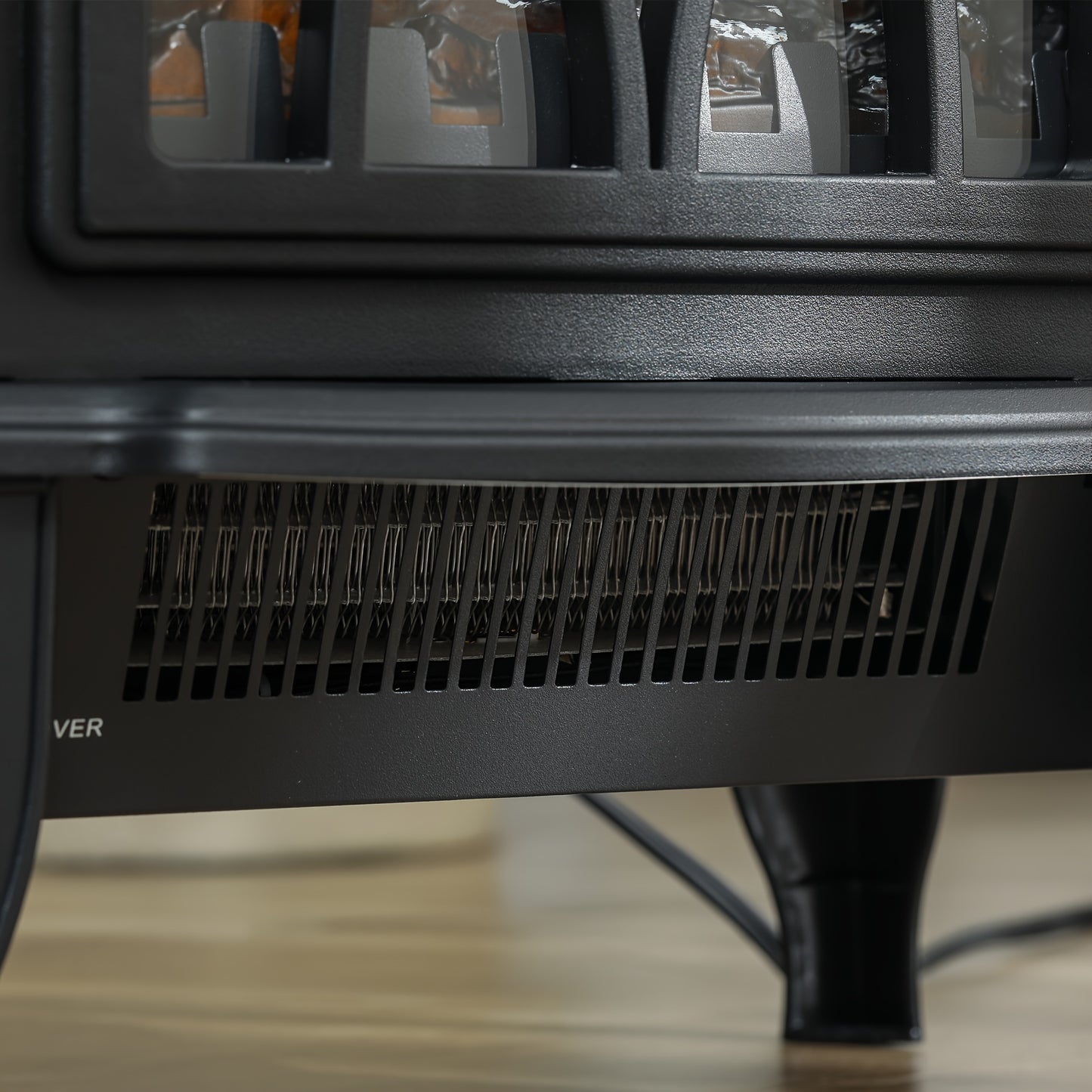 [Realistic Flame] HOMCOM Portable Electric Fireplace - 18" Freestanding Heater with Realistic Flame, Adjustable Power (750W/1500W) and Overheat Protection - Black