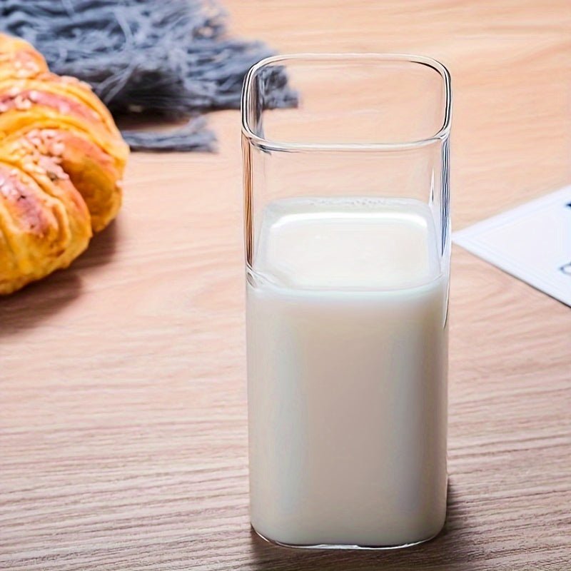 6pc High Borosilicate Glass Tumbler Set, Heat-Resistant, Transparent Multi-Purpose Drinking Glasses for Tea, Beer, Whiskey, Milk, Juice - Square Clear Glassware