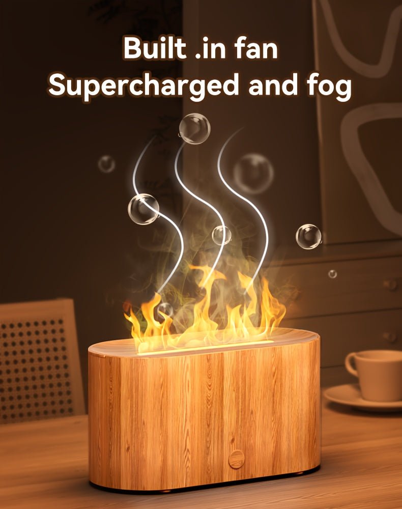 [Aroma Diffuser | Humidifier] 7-color Simulated Flame LED Night Light Humidifier And Aroma Diffuser | Can Add Essential Oils As Air Aroma Diffuser, Suitable For Home, Office, Gift And Environmental Lighting, Bedroom Room Deco