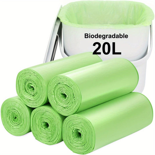50pcs/2 Rolls, 4-5 Gallon Capacity, Odorless, Extra Thick & Leakproof Green Trash Bags, Heavy-Duty, 20L Household Garbage Bags