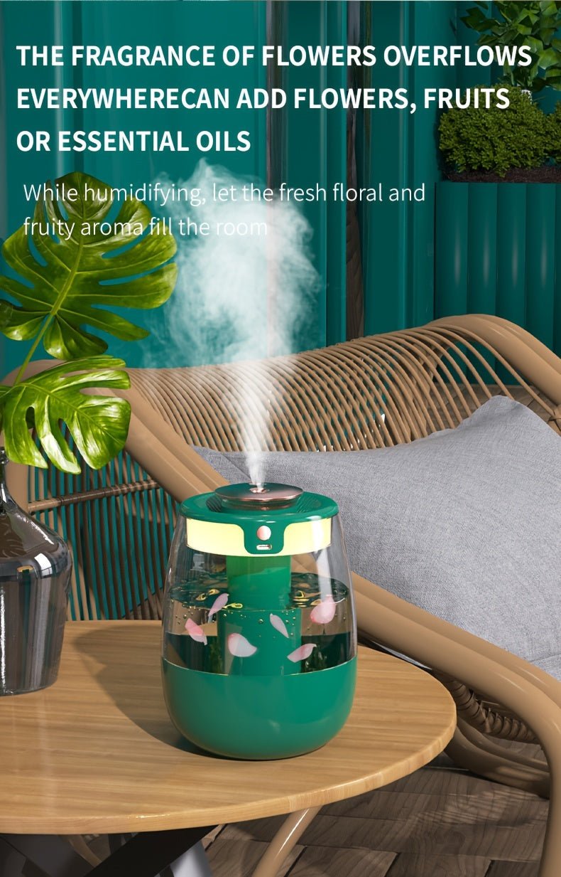 1pc Whisper Quiet Ultrasonic Humidifier with Warm Night Light, Large Capacity USB Portable Tabletop Mist Maker for Bedroom Office, Double Spray, Water Level Display, Key Control, Up to 84.54oz Tank, <10m² Coverage, 10.14oz/h