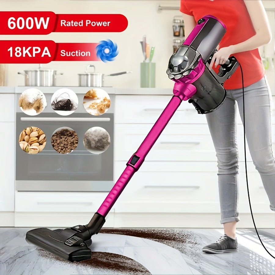 [600W Vacuum Cleaner] 1pc 600W High-Power Vacuum Cleaner | Versatile for Dry & Wet Use, Low Noise, Portable Handheld Design with Detachable Bucket & Accessories | Ideal for Pet Hair, Hard Floors & Carpets, Pink & Black, Vacuu