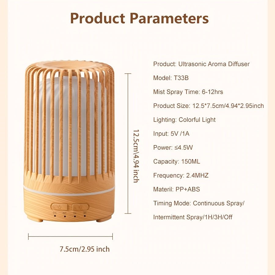 5905.51inch Essential Oil Diffuser & Humidifier with 7-Color Night Light, Usb-Powered Cool Mist for Bedroom, Office, Home - Durable PP Material, Ideal Gift, Office Humidifier, Modern Aesthetic, Sleek Design, Wellness Enthusia