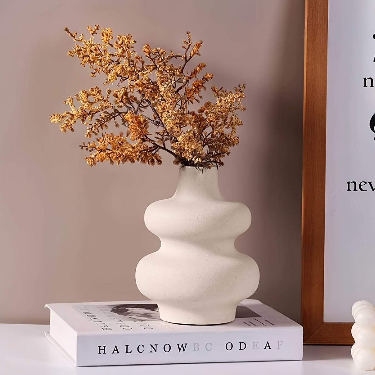 Modern Minimalist Spiral Vase - Durable Plastic Cylindrical Flower Vase with Elegant White Twist Design, Versatile Home & Office Decor Centerpiece for Fresh/C Artificial Flowers, Maintenance-Free Modern Art Decorative Accent