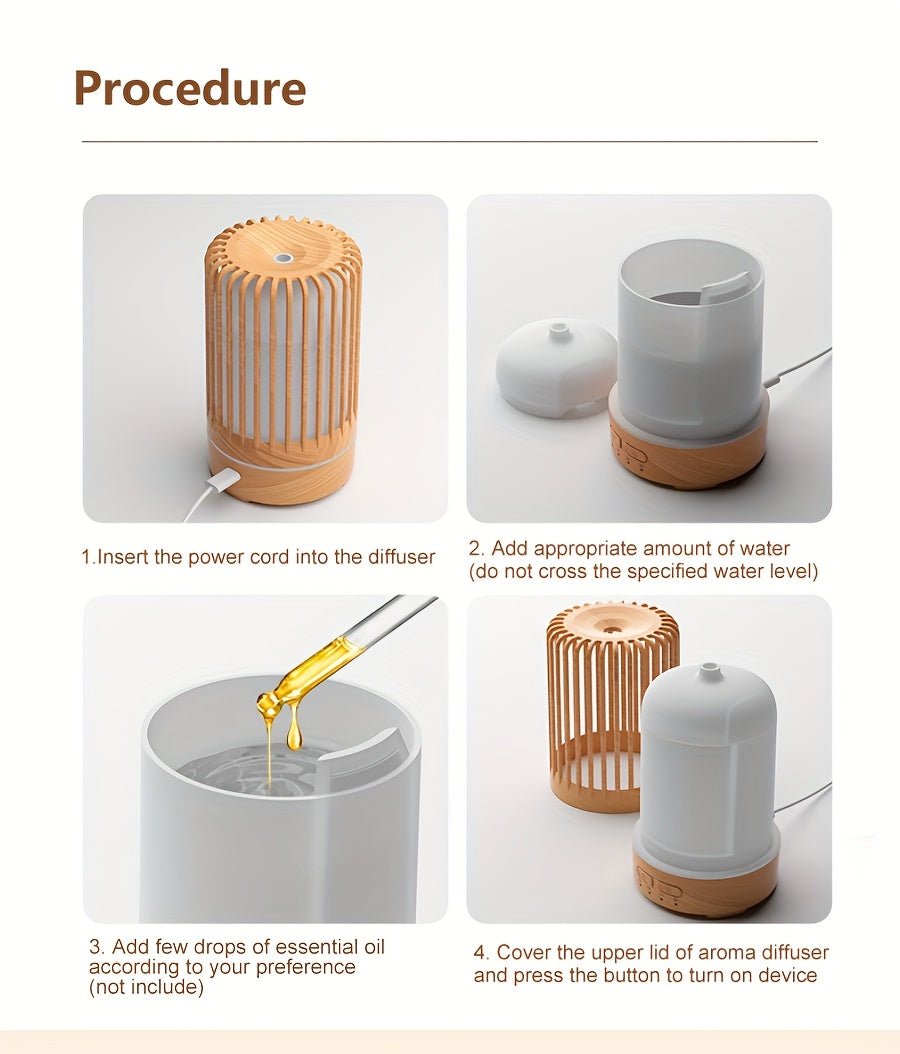 5905.51inch Essential Oil Diffuser & Humidifier with 7-Color Night Light, Usb-Powered Cool Mist for Bedroom, Office, Home - Durable PP Material, Ideal Gift, Office Humidifier, Modern Aesthetic, Sleek Design, Wellness Enthusia