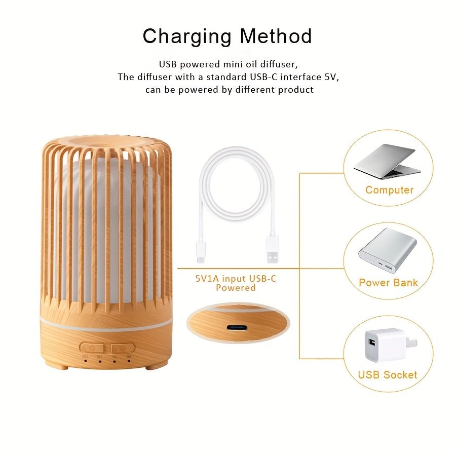 5905.51inch Essential Oil Diffuser & Humidifier with 7-Color Night Light, Usb-Powered Cool Mist for Bedroom, Office, Home - Durable PP Material, Ideal Gift, Office Humidifier, Modern Aesthetic, Sleek Design, Wellness Enthusia