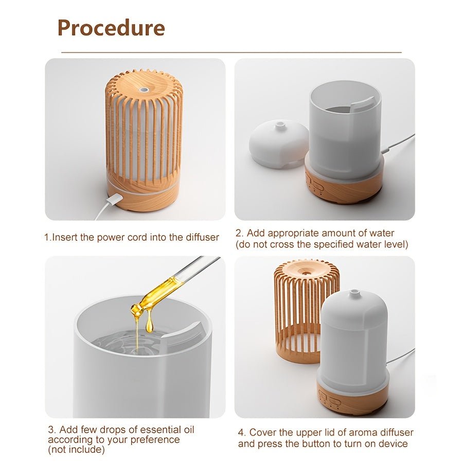 5905.51inch Essential Oil Diffuser & Humidifier with 7-Color Night Light, Usb-Powered Cool Mist for Bedroom, Office, Home - Durable PP Material, Ideal Gift, Office Humidifier, Modern Aesthetic, Sleek Design, Wellness Enthusia