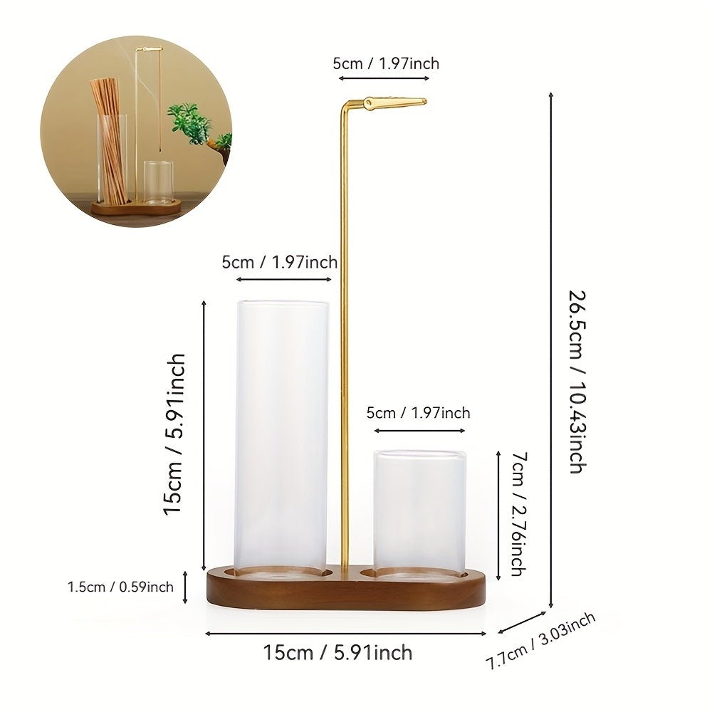 2-in-1 Incense Candle Stand Anti Fly Ash Incense Burner Detachable Glass Ash Plate Incense Candle Storage 2-in-1 Meditation Yoga Incense Furniture Home Ornament (Multi functional Design Creative Gift), Perfect for Thanksgivin