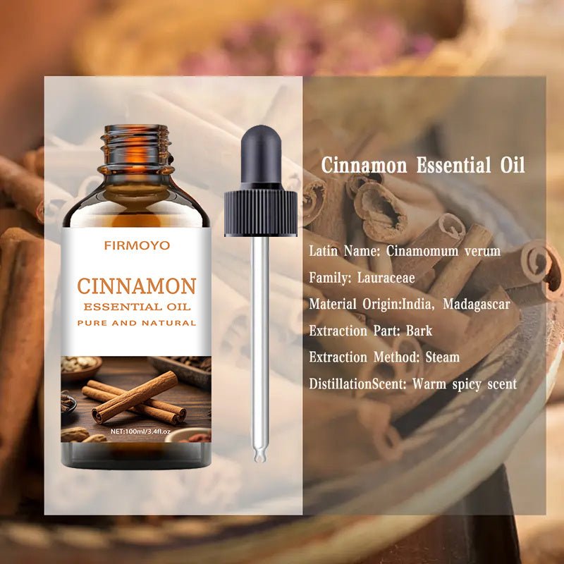 100ml (3.38fl.oz) Cinnamon Essential Oil -,, Alcohol-Free, for Hair, Light Beige, Massage, Diffusers, Moisturizing, Suitable for All Light Beige Types (Dry, Sensitive, -Prone, Oily) - Men & Women - in Amber Glass Bottle with