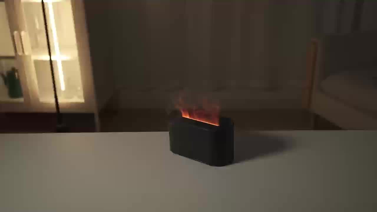 [Aroma Diffuser | Humidifier] 7-color Simulated Flame LED Night Light Humidifier And Aroma Diffuser | Can Add Essential Oils As Air Aroma Diffuser, Suitable For Home, Office, Gift And Environmental Lighting, Bedroom Room Deco