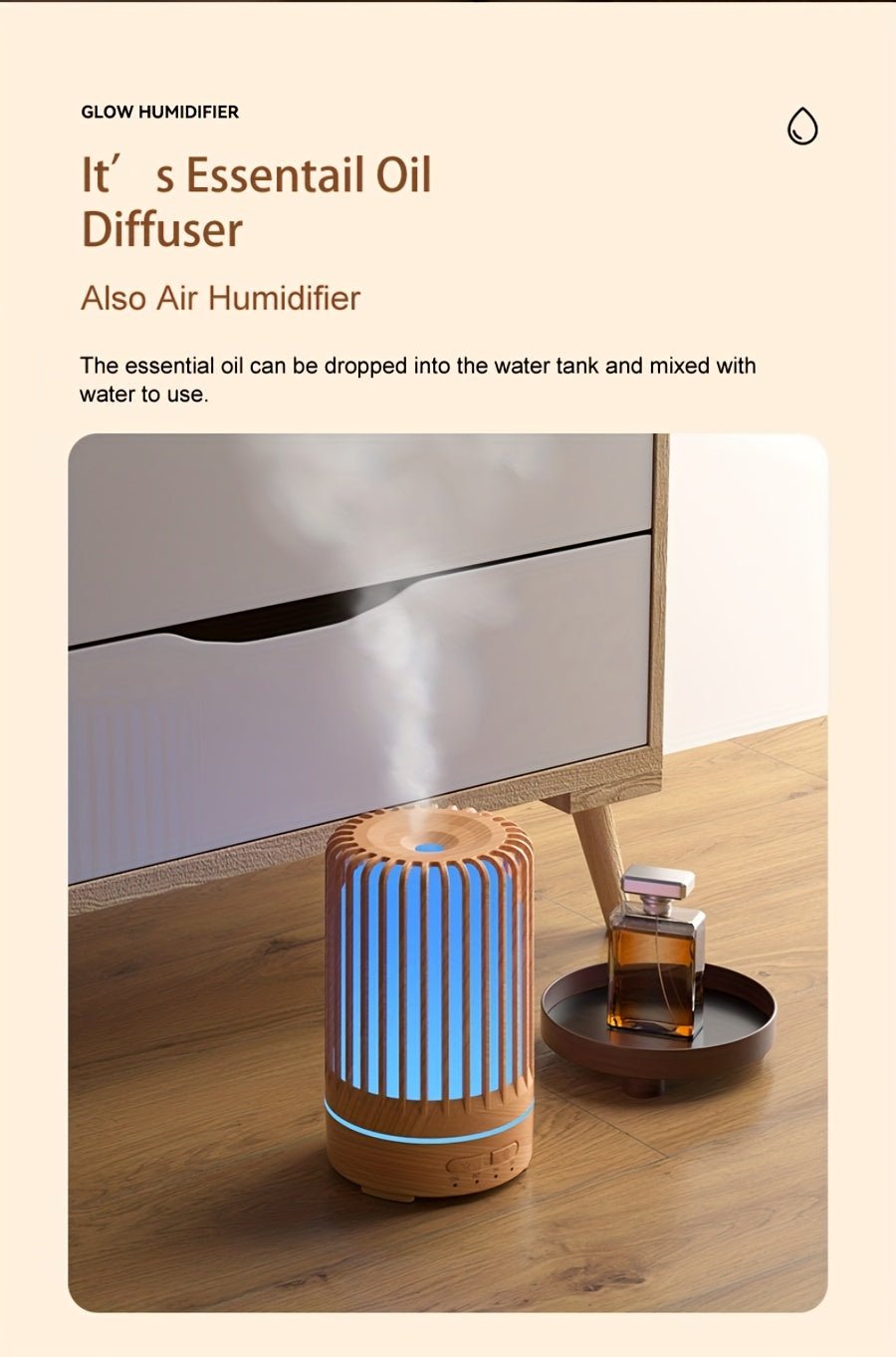 5905.51inch Essential Oil Diffuser & Humidifier with 7-Color Night Light, Usb-Powered Cool Mist for Bedroom, Office, Home - Durable PP Material, Ideal Gift, Office Humidifier, Modern Aesthetic, Sleek Design, Wellness Enthusia