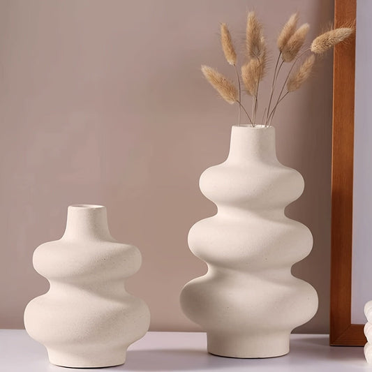 Modern Minimalist Spiral Vase - Durable Plastic Cylindrical Flower Vase with Elegant White Twist Design, Versatile Home & Office Decor Centerpiece for Fresh/C Artificial Flowers, Maintenance-Free Modern Art Decorative Accent