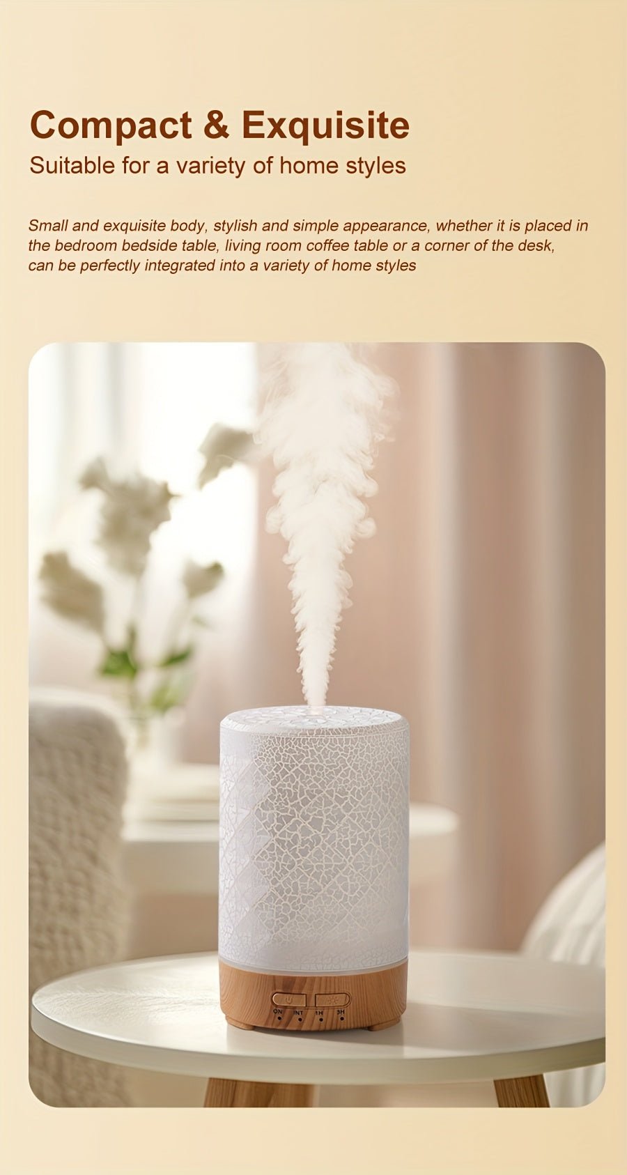 Soundwave technology Essential Oil Diffuser & Air Humidifier with Color-Changing LED Light, Auto Shut-Off, Quiet Operation, 5.07oz Large Tank, Modern Purple///White/Black Design for Home, Office, Bedroom, Living Room - - Devi