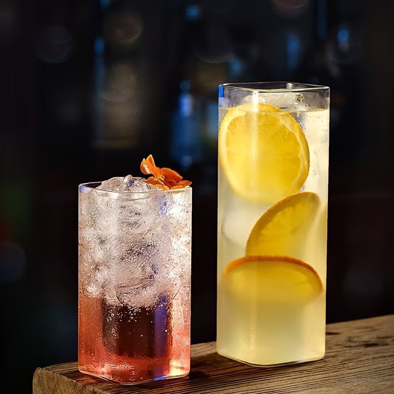 6pcs/4pcs/2pcs Square Drinking Glass Transparent Modern Glassware Cocktail Coffee Juice Beer Mixing Glasses (8.45oz 13.53oz 16.91oz), Best for Christmas