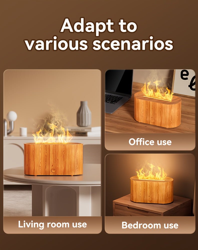 [Aroma Diffuser | Humidifier] 7-color Simulated Flame LED Night Light Humidifier And Aroma Diffuser | Can Add Essential Oils As Air Aroma Diffuser, Suitable For Home, Office, Gift And Environmental Lighting, Bedroom Room Deco