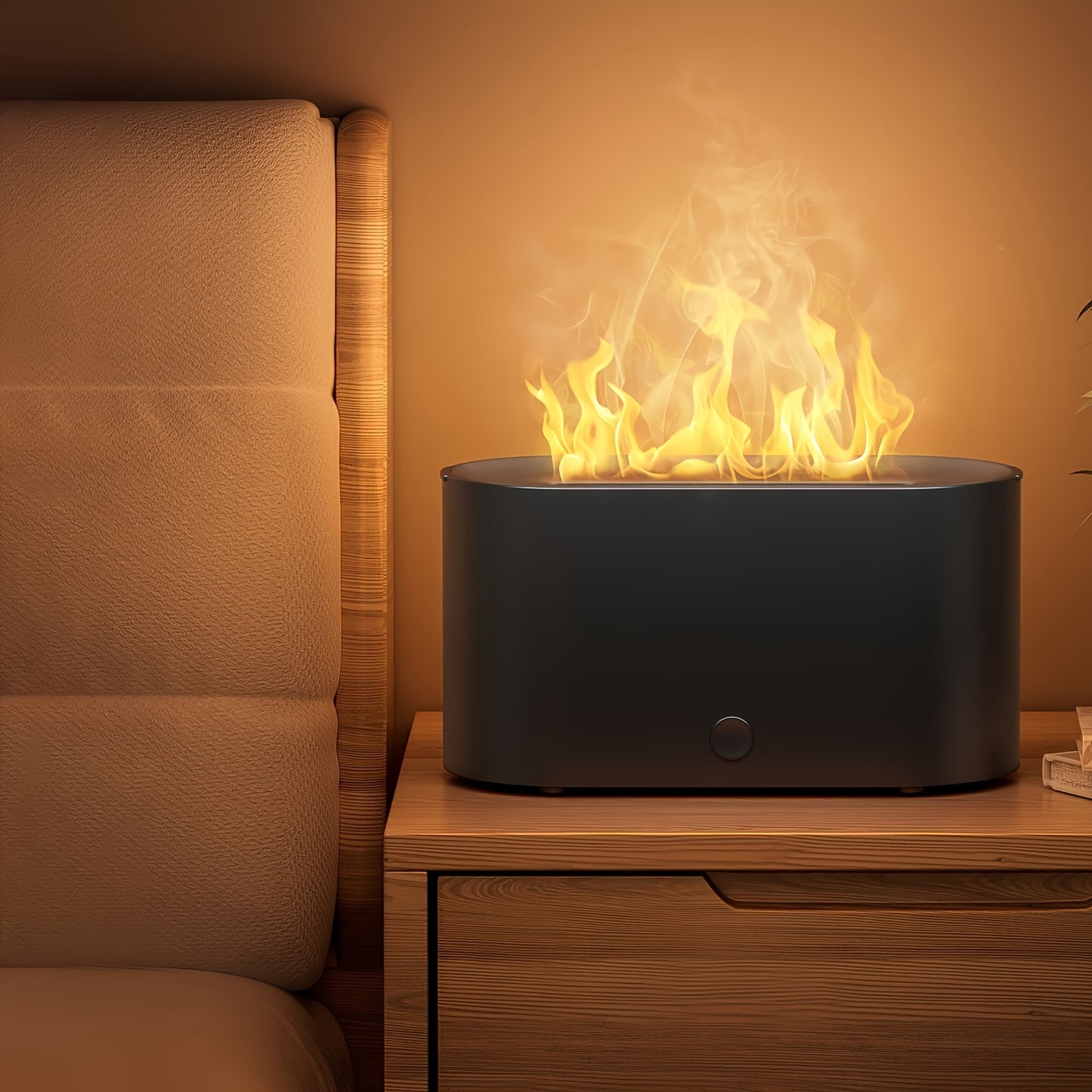 [Aroma Diffuser | Humidifier] 7-color Simulated Flame LED Night Light Humidifier And Aroma Diffuser | Can Add Essential Oils As Air Aroma Diffuser, Suitable For Home, Office, Gift And Environmental Lighting, Bedroom Room Deco
