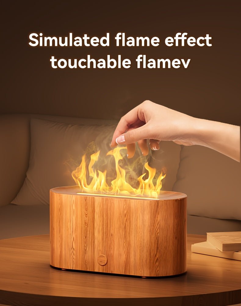 [Aroma Diffuser | Humidifier] 7-color Simulated Flame LED Night Light Humidifier And Aroma Diffuser | Can Add Essential Oils As Air Aroma Diffuser, Suitable For Home, Office, Gift And Environmental Lighting, Bedroom Room Deco