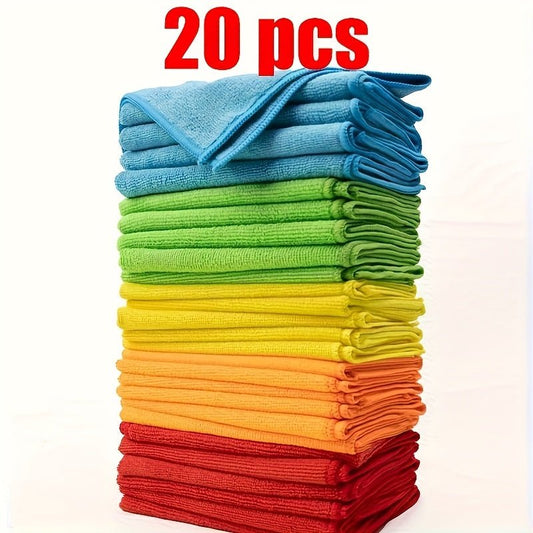2pcs Options: 20/10pcs Multi-Purpose Microfiber Cleaning Cloths, Reusable & Quick-Dry Towels for Kitchen, Yard, and Commercial Use - Washable Gift Set