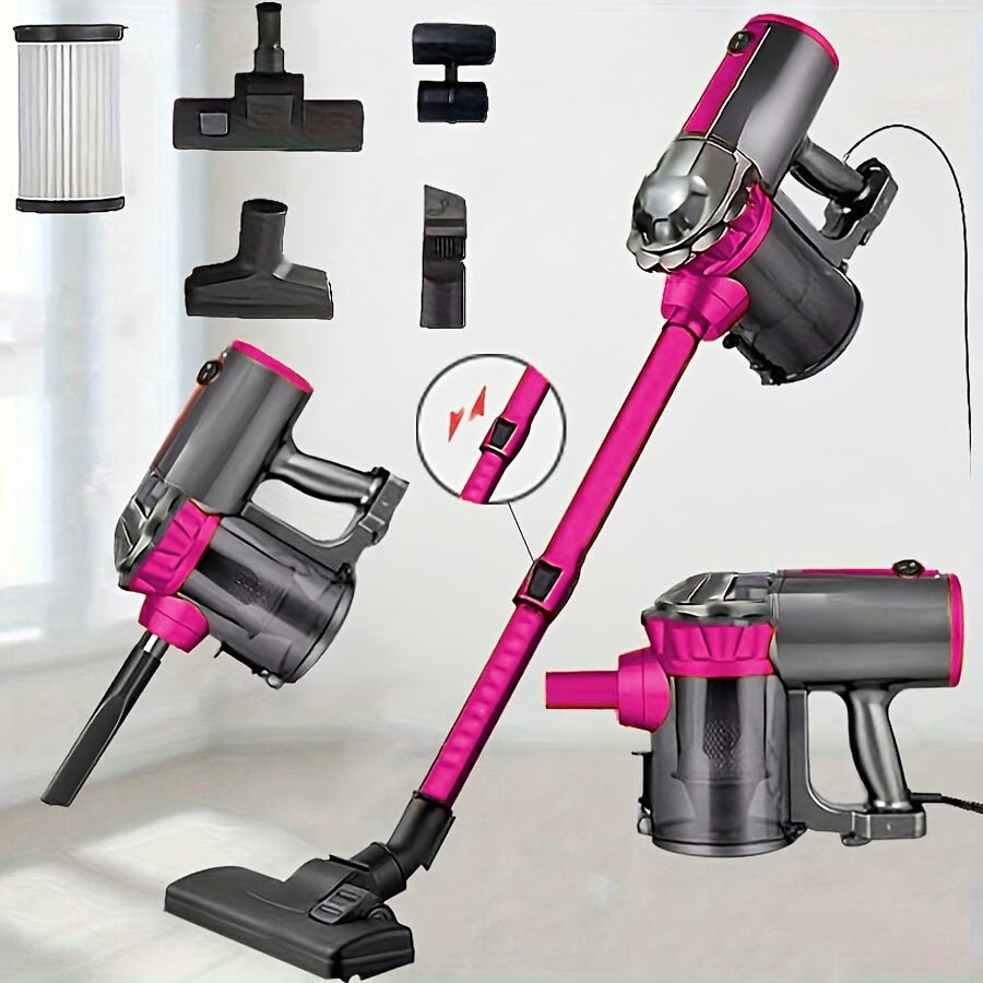 [600W Vacuum Cleaner] 1pc 600W High-Power Vacuum Cleaner | Versatile for Dry & Wet Use, Low Noise, Portable Handheld Design with Detachable Bucket & Accessories | Ideal for Pet Hair, Hard Floors & Carpets, Pink & Black, Vacuu