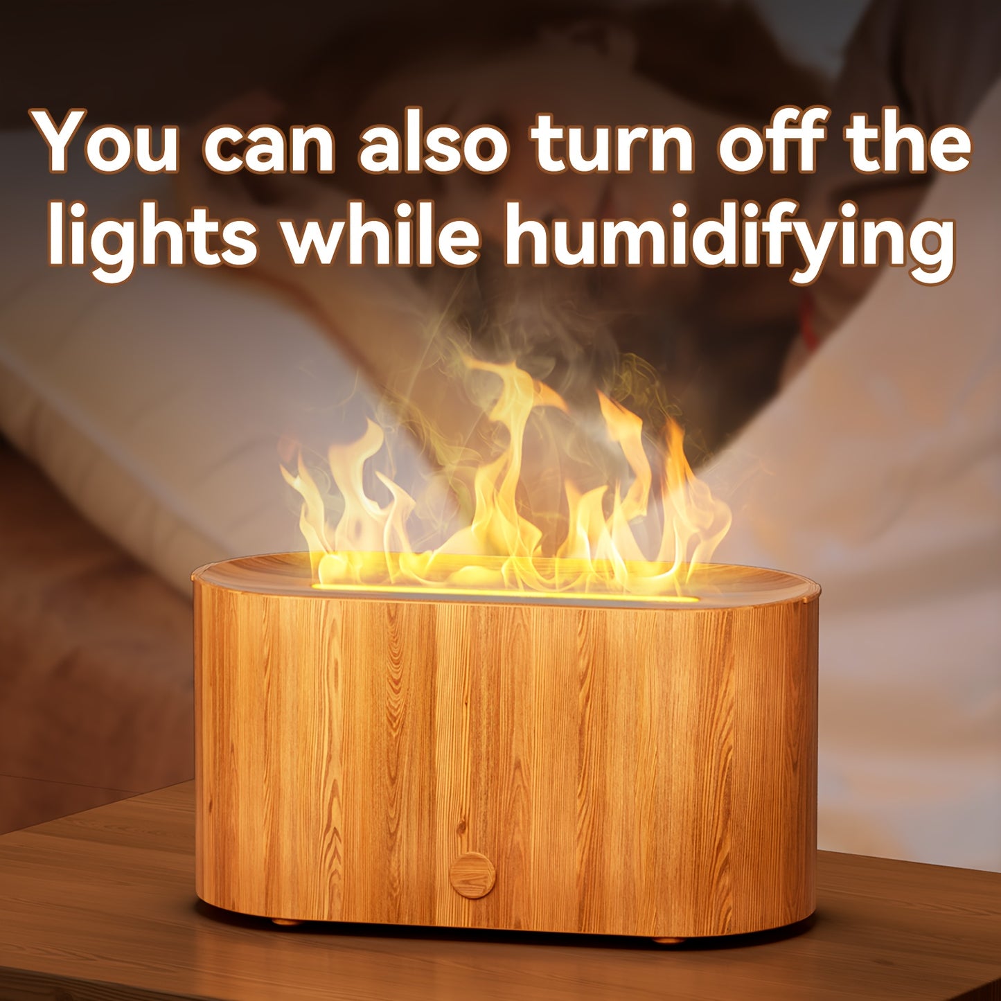 [Aroma Diffuser | Humidifier] 7-color Simulated Flame LED Night Light Humidifier And Aroma Diffuser | Can Add Essential Oils As Air Aroma Diffuser, Suitable For Home, Office, Gift And Environmental Lighting, Bedroom Room Deco