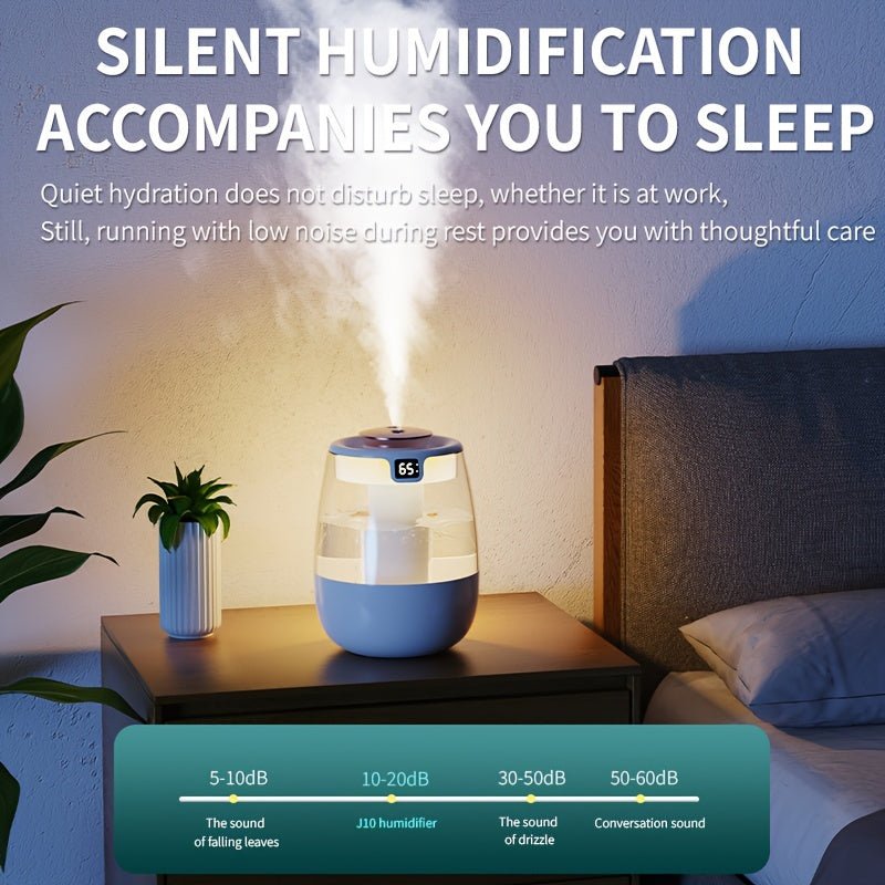 1pc Whisper Quiet Ultrasonic Humidifier with Warm Night Light, Large Capacity USB Portable Tabletop Mist Maker for Bedroom Office, Double Spray, Water Level Display, Key Control, Up to 84.54oz Tank, <10m² Coverage, 10.14oz/h