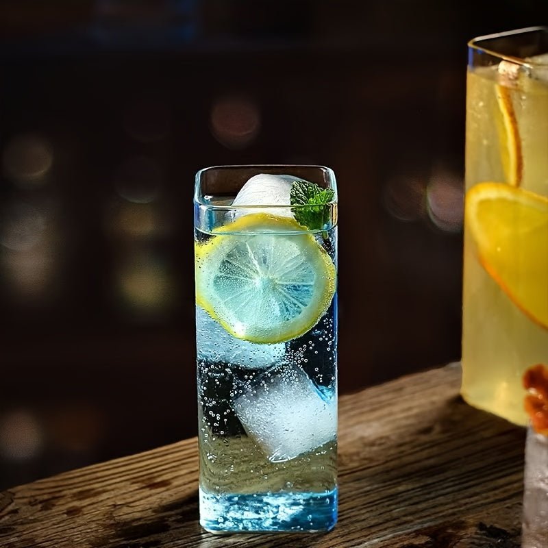 6pcs/4pcs/2pcs Square Drinking Glass Transparent Modern Glassware Cocktail Coffee Juice Beer Mixing Glasses (8.45oz 13.53oz 16.91oz), Best for Christmas