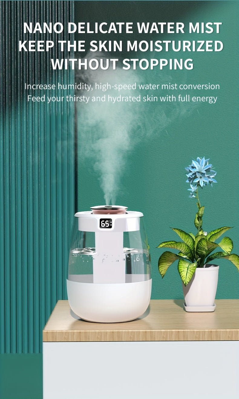 1pc Whisper Quiet Ultrasonic Humidifier with Warm Night Light, Large Capacity USB Portable Tabletop Mist Maker for Bedroom Office, Double Spray, Water Level Display, Key Control, Up to 84.54oz Tank, <10m² Coverage, 10.14oz/h