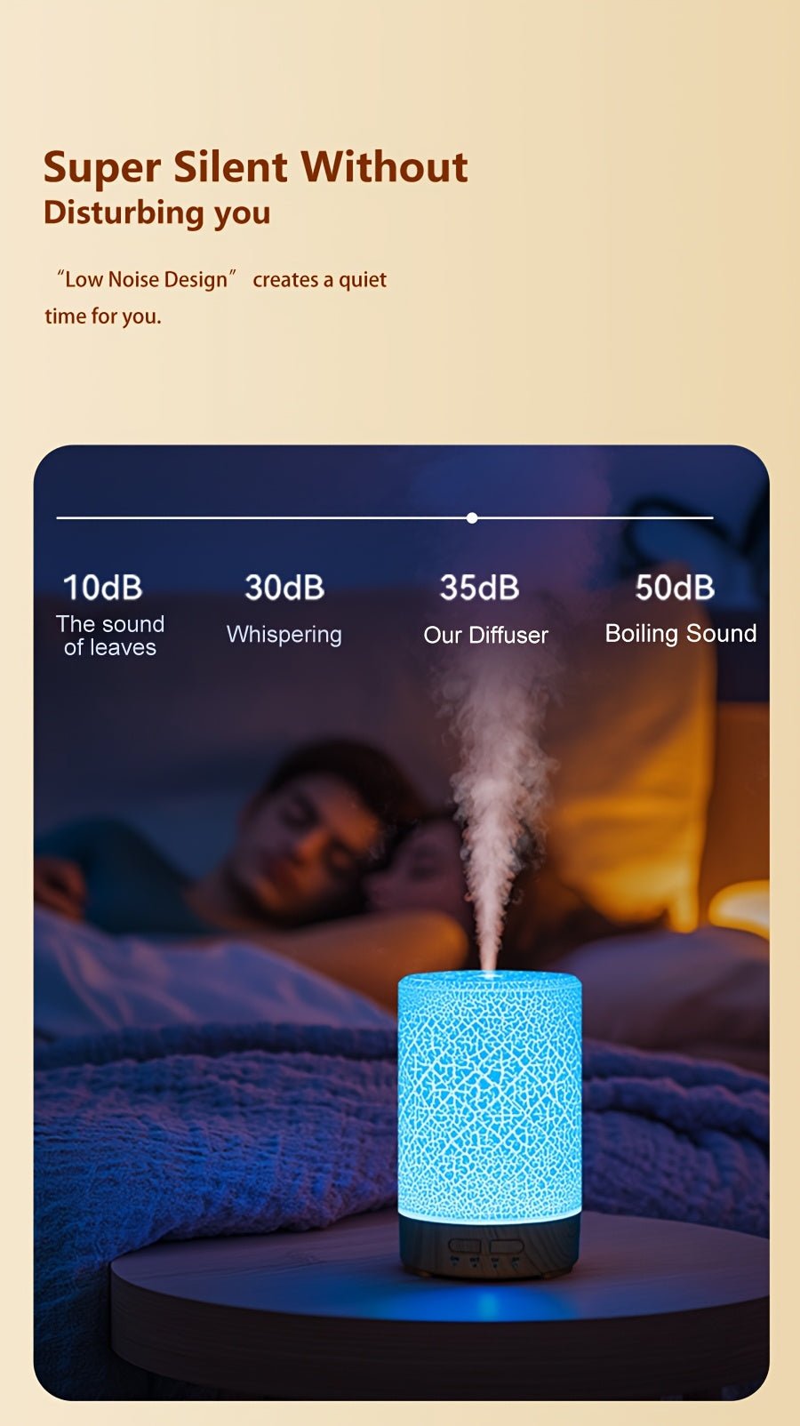 Soundwave technology Essential Oil Diffuser & Air Humidifier with Color-Changing LED Light, Auto Shut-Off, Quiet Operation, 5.07oz Large Tank, Modern Purple///White/Black Design for Home, Office, Bedroom, Living Room - - Devi